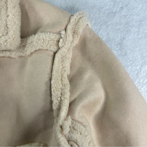 Area Stars Aurora Bomber Jacket Faux Suede Shearling Crop Boho Ivory Size M NEW - Picture 11 of 15